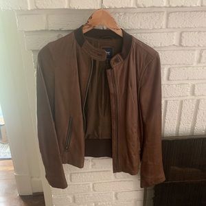 Gap Edition Brown Leather Bomber Jacket